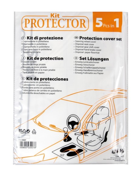 KIT 5 PEZZI AUTO PULITA COPRIVOLANTE+COPRISEDILE+T