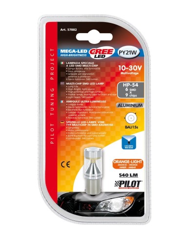 -LAMPADA MEGA-LED--10-30V 6SMD CREE BAU15S, ORANGE