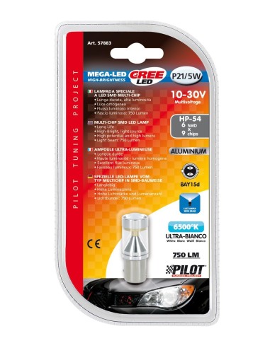 -LAMPADA MEGA-LED--10-30V 6SMD CREE BAY15D, WHITE