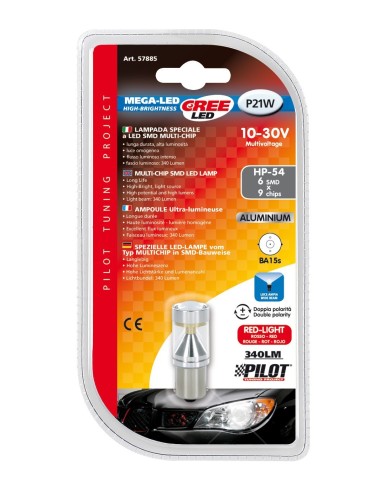 -LAMPADA MEGA-LED--10-30V 6SMD CREE BA15S, RED COL