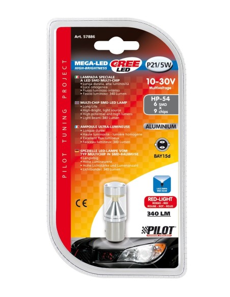 -LAMPADA MEGA-LED--10-30V 6SMD CREE BAY15D, RED CO