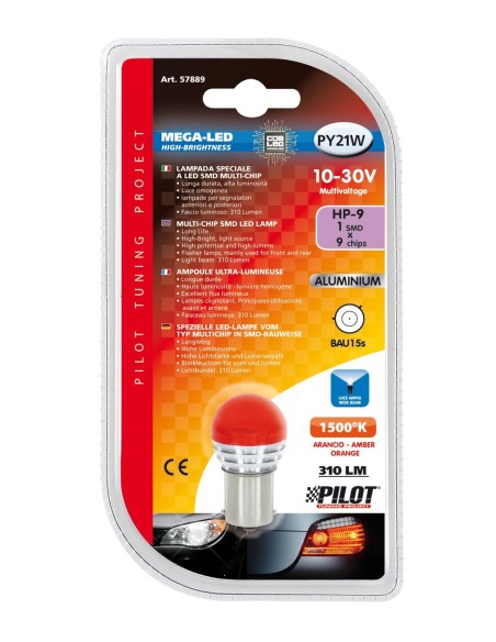 -LAMPADA MEGA-LED--10-30V SMD BAU15S, ORANGE COLOU