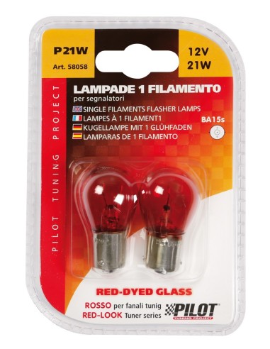 -CP.LAMPADE 1 FILAM. 21W BA15S --RED-DYED-- COLOUR