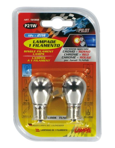 CP.LAMPADE P21W BA15S CROMO-ROSSO PY21W