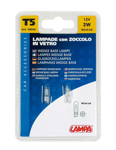 CP.LAMPADINE ZOCC.VETRO T5 12V.2W, D/BLISTER