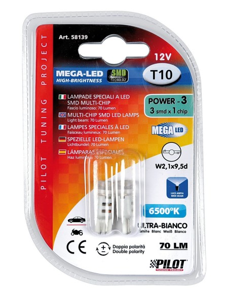CP LAMPADE SPECIALI A LED SMD MULTI-CHIP 12V T10 P
