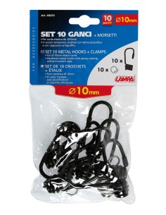 SET 10 GANCI E MORSETTI METAL PER CORDA ELASTICA 1 2