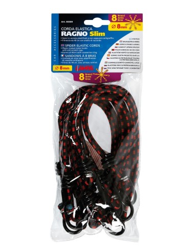 CORDA ELASTICA RAGNO 8 GANCI SLIM 8MM