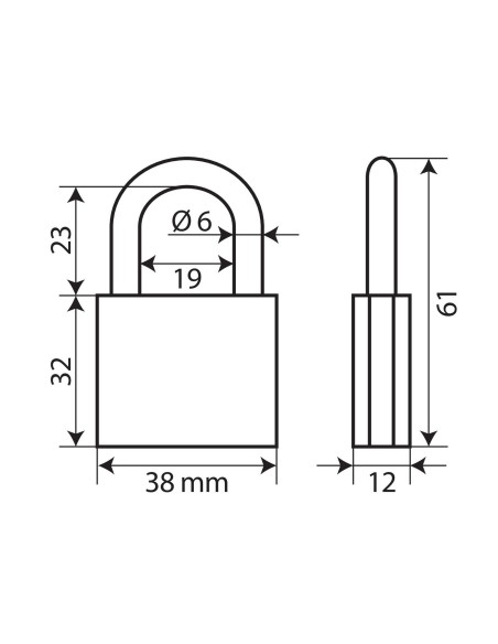 LUCCHETTO OTTONE 40MM ARCO STANDARD