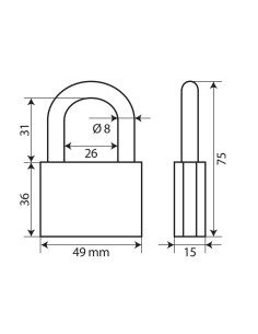 LUCCHETTO OTTONE 50MM ARCO STANDARD 2