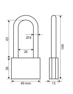 LUCCHETTO OTTONE 50MM ARCO LUNGO