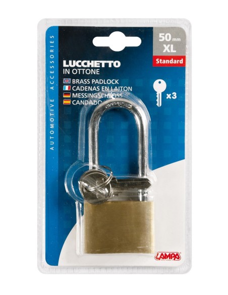 LUCCHETTO OTTONE 50MM ARCO LUNGO
