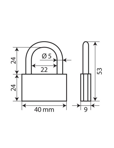 -LUCCHETTO OTTONE 40MM--LIGHT-- ARCO STANDARD-