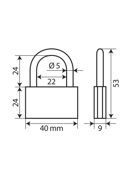-LUCCHETTO OTTONE 40MM--LIGHT-- ARCO STANDARD-