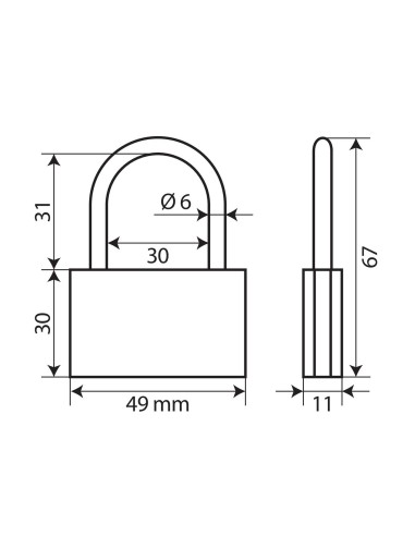 -LUCCHETTO OTTONE 50MM--LIGHT-- ARCO STANDARD-