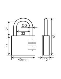 LUCCHETTO OTTONE 40MM CON COMBINAZIONE A 3 CIFRE 2
