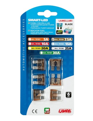 CART.FUSIBILI LAMELLARI C/LED 7,5A, 6PEZZI