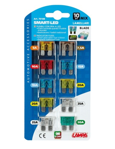 CART.FUSIBILI LAMELLARI C/LED AMPERAGGIO ASSORTITO