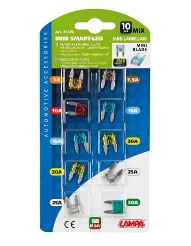 CART.MINIFUSIB.LAMELLAR C/LED AMPERAGGIO ASSORTITO