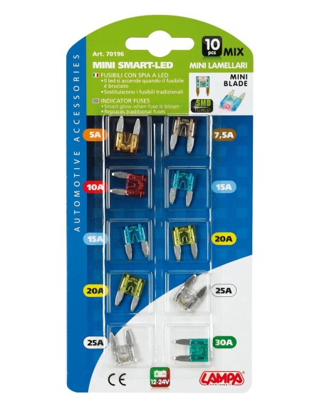 CART.MINIFUSIB.LAMELLAR C/LED AMPERAGGIO ASSORTITO