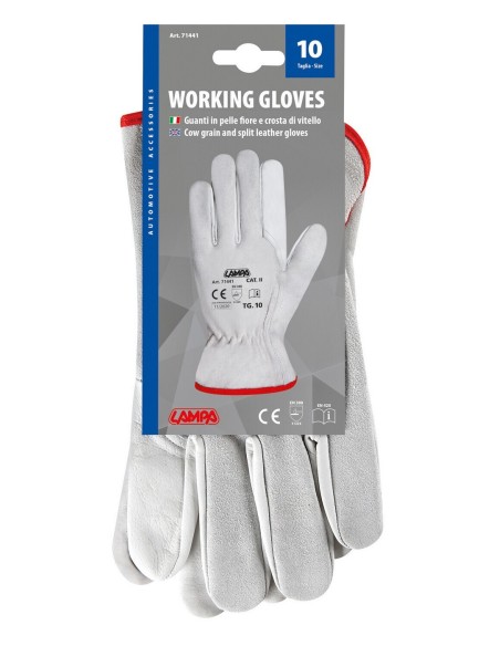 GUANTI LAVORO PELLE FIORE E CROSTA DI VITELLO TG.1