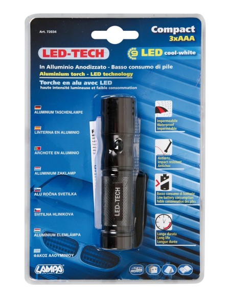 -TORCIA ALLUMINIO --LED-TECH-- 9 LED-