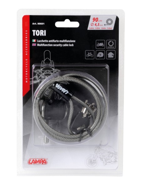 -LUCCHETTO ANTIFURTO--TORY--CON CAVO DI SICUREZZA-