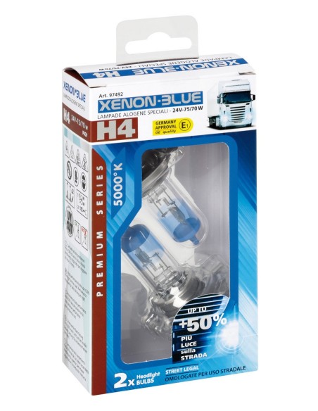 CP.LAMPADE XENON-BLUE  H4  +50% 24V 75/70W