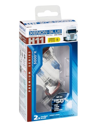 CP.LAMPADE XENON-BLUE  H11  +50% 24V 70W