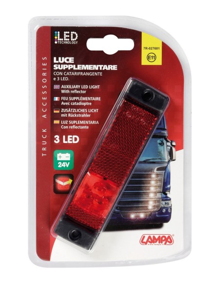 LUCE ROSSA A 3LED 24V CON CATARIFRANGENTE
