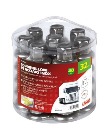 SET 40 PZ.COPRIBULLONI 32MM ACCIAIO INOX
