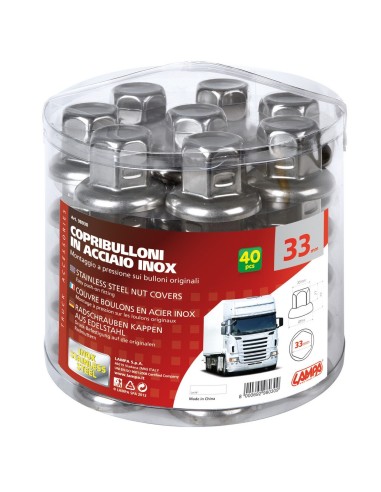 SET 40 PZ.COPRIBULLONI 33MM ACCIAIO INOX