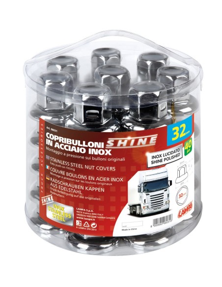 SET 40 PZ.COPRIBULLONI 32MM ACCIAIO INOX LUCIDATI
