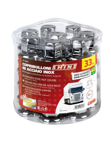 SET 40 PZ.COPRIBULLONI 33MM ACCIAIO INOX LUCIDATI