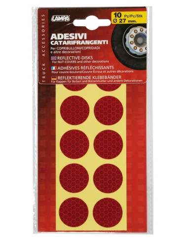 SET 10 PZ ADESIVI RIFLETTENTI ROSSI PER COPRIDADI