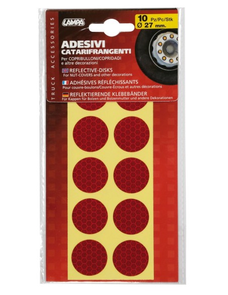 SET 10 PZ ADESIVI RIFLETTENTI ROSSI PER COPRIDADI