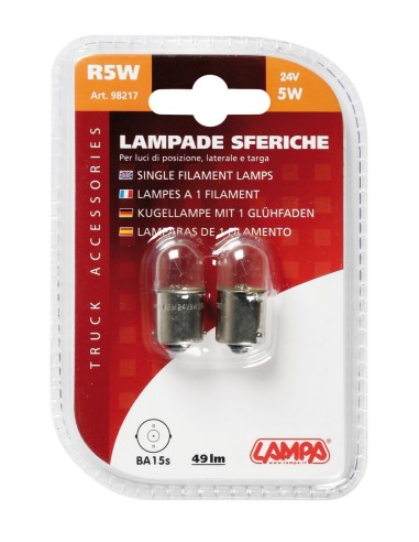 CP.LAMPADE SFER.24V 5W R5W BA15S