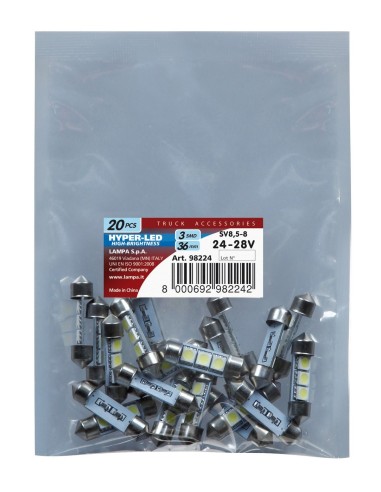 20 LAMPADE SILURO 36MM 28V 3 SMD