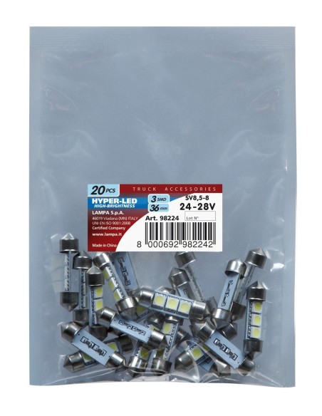 20 LAMPADE SILURO 36MM 28V 3 SMD