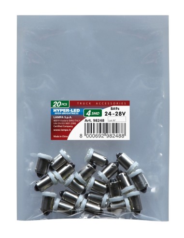 20 LAMPADE BA9S 28V 4 SMD