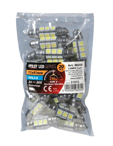 20PZ LAMPADE SILURO 39MM 28V 12SMD