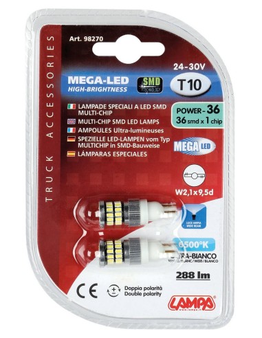 CP.LAMPADE SPECIALI LED SMD MULTI-CHIP T10 24-30V