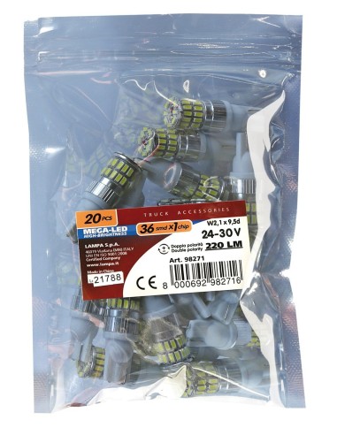 20PZ LAMPADE SPECIALI LED SMD MULTI-CHIP T10 24-30