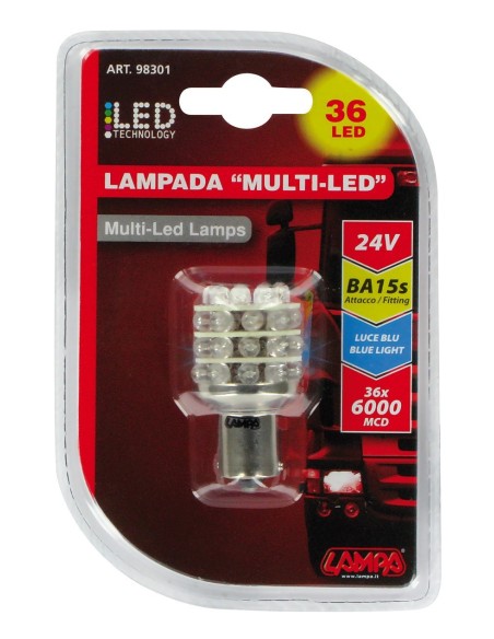 LAMPADA 24V 36LED LUCE BLU BA15S