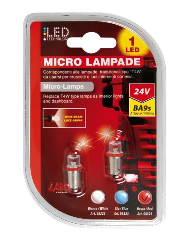 CP.LAMPADE 24V 1 LED ROSSO BA9S
