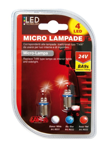 CP.LAMPADE 24V 4LED BLU BA9S