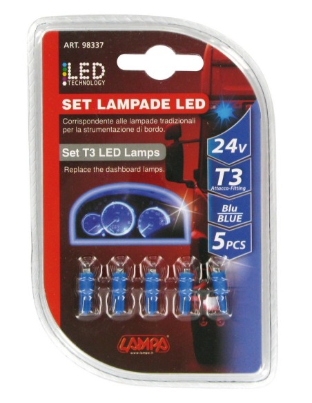 -LAMPADE 24V--T3--LED BLU 5PZ-