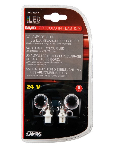 CP.LAMPADE LED 24V.C/ZOCCOLO PER CRUSCOTTO, BIANCO