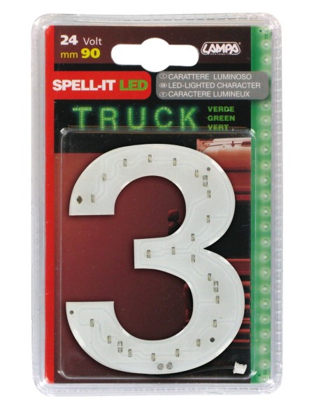 -NUMERO ADESIVO --3-- 24V LED VERDI-