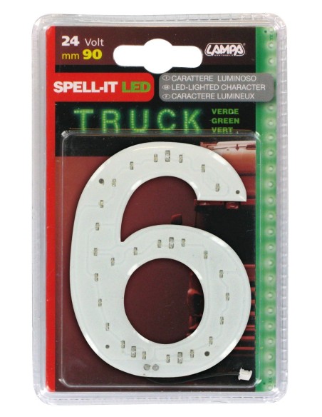 -NUMERO ADESIVO --6-- 24V LED VERDI-